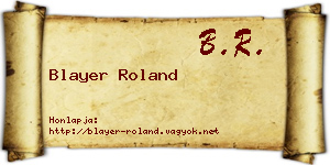 Blayer Roland névjegykártya